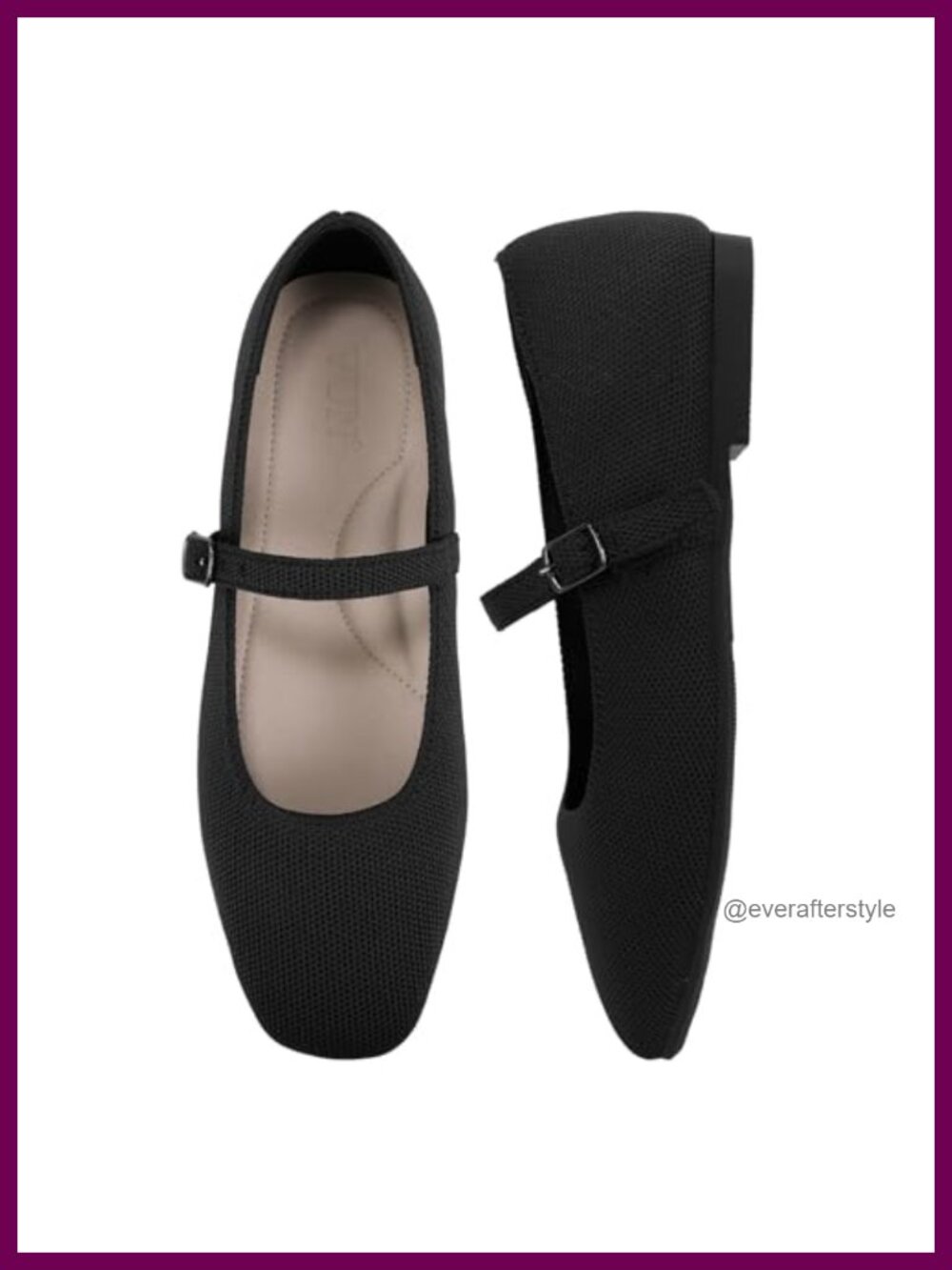 Knit Mary Jane Flats with Arch Support & Adjustable Ankle Strap